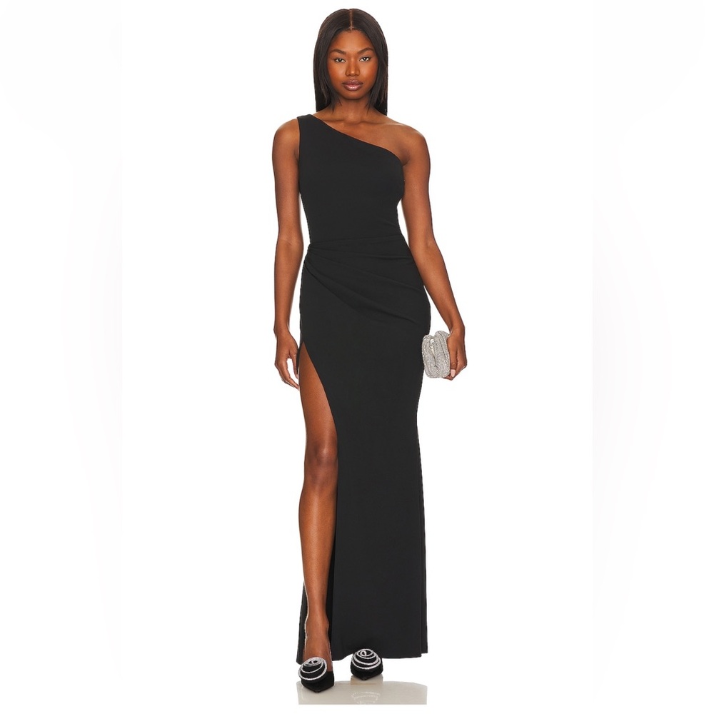 Katie May Rebecca Gown Black Slit Dress - Small - Bridesmaid